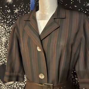 50s Vintage Striped Brown and Black Women's Dress